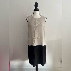 Calvin Klein Black and Cream Midi Dress